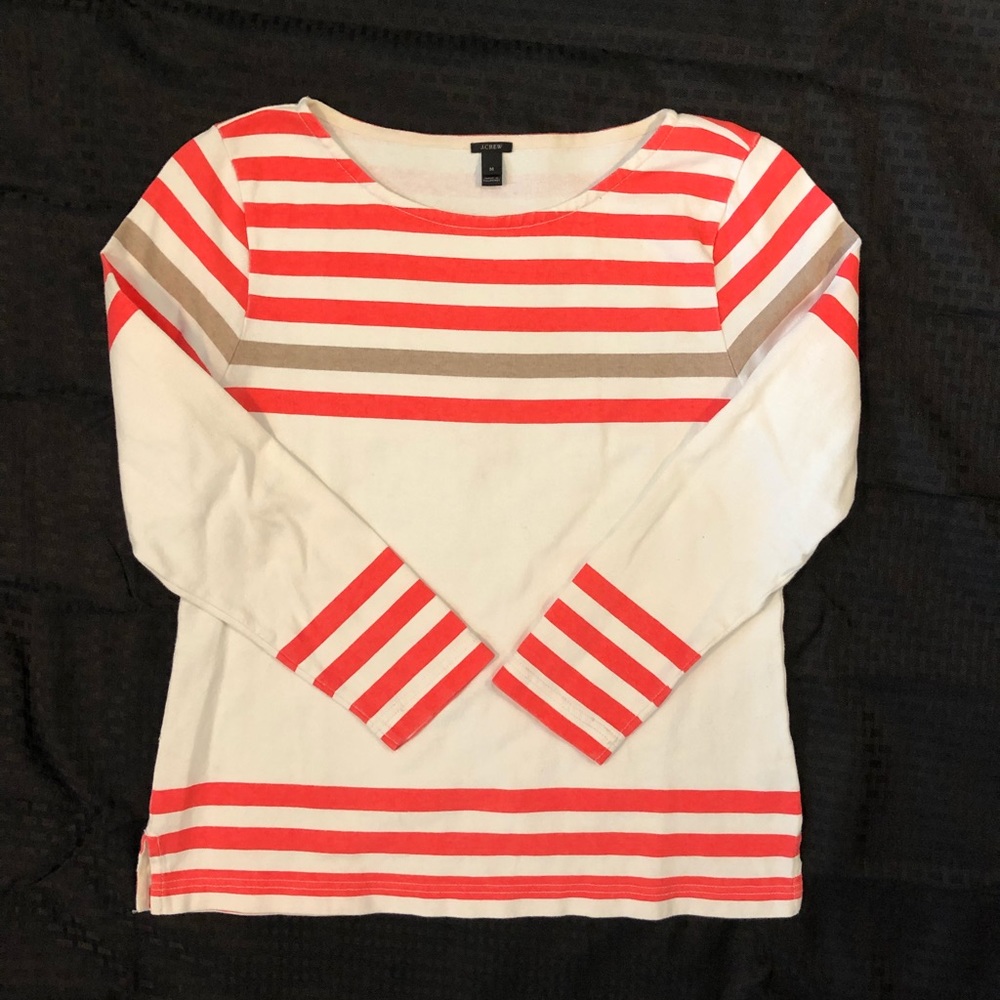 J Crew striped three quarter length sleeve shirt